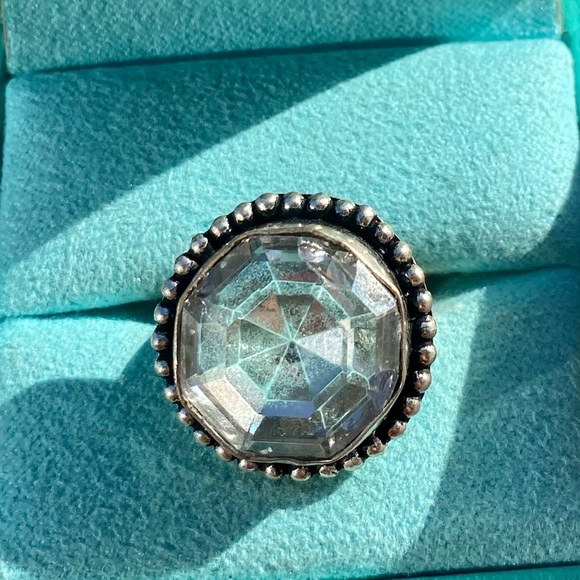 Herkimer Diamond & Sterling Ring Size 8 more like a 7 imperfection in the stone. - Picture 1 of 3